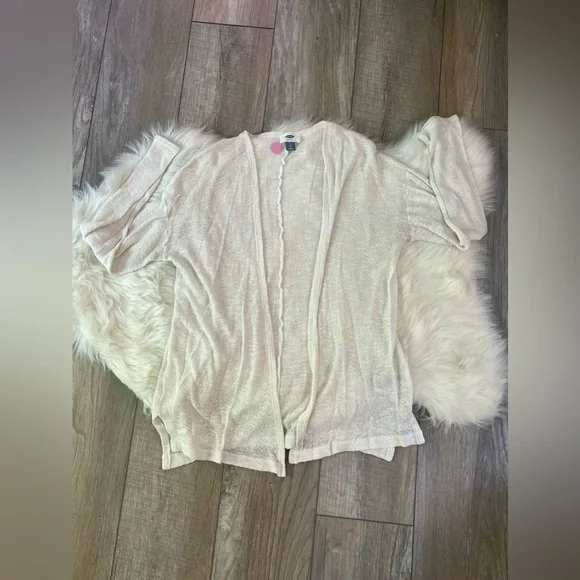 OLD NAVY | White, Lightweight Loose Knit Woven Open Front Cardigan (L) - Picture 1 of 5